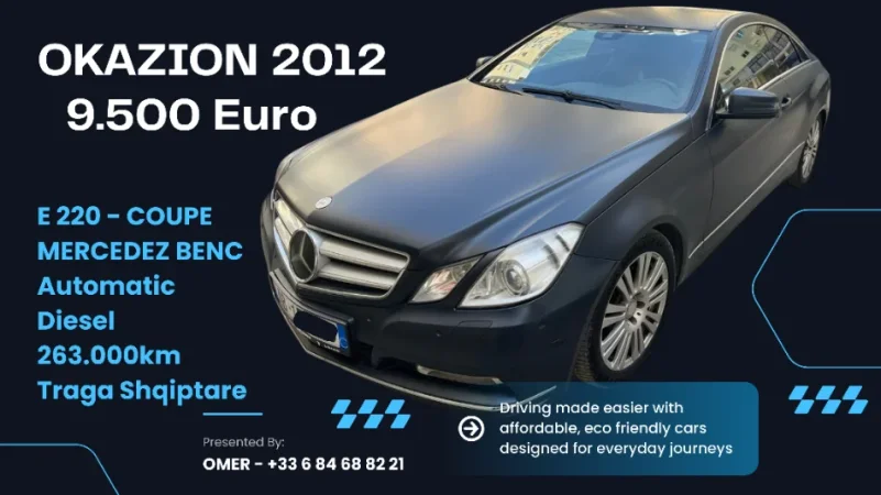Durres, shitet makine E-220 CDI- 2012 MERCEDES BENZ Nafte, e zeze automatik Kondicioner 260.000 km 9.500 €