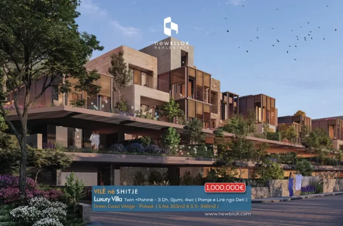 SHITET : VILË TWIN GREEN COAST II 193m² Ndërtim & 348m² Truall + Pishinë 🏝 Fiks te Salt/ Ultra Pamje nga Deti  🔥 1.100.000€ 🔥
