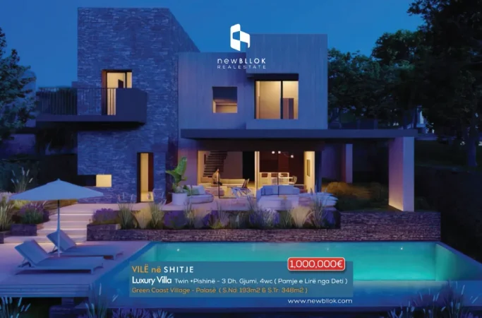 SHITET : VILË TWIN GREEN COAST II 193m² Ndërtim & 348m² Truall + Pishinë 🏝 Fiks te Salt/ Ultra Pamje nga Deti  🔥 1.100.000€ 🔥
