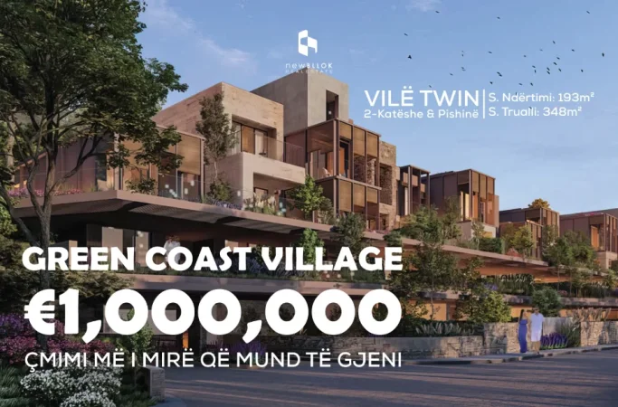 SHITET : VILË TWIN GREEN COAST II 193m² Ndërtim & 348m² Truall + Pishinë 🏝 Fiks te Salt/ Ultra Pamje nga Deti  🔥 1.100.000€ 🔥