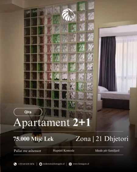 Tirane, jepet me qera apartament 2+1 Kati 2, 110 m² 770 € 