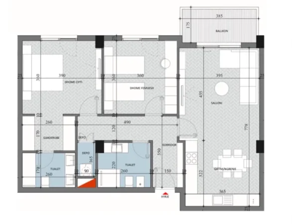 Tirane, shitet apartament 2+1+Ballkon , 116 m² 115.860 € (Diellon 2, Paskuqan)