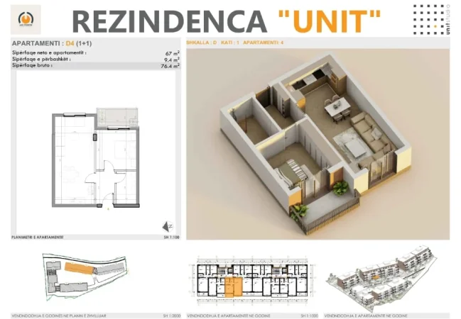 Tirane, shitet apartament 1+1+Ballkon Kati 1, 76 m² 137.500 € 