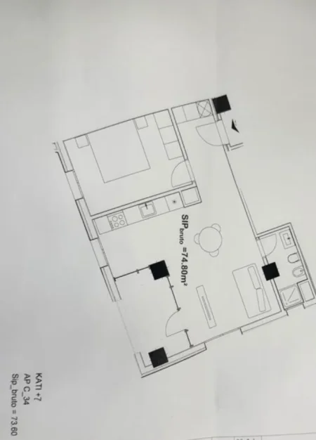 Tirane, shitet apartament 1+1+Aneks+Ballkon Kati 7, 74 m² 1€ (River Park Rezidenc)