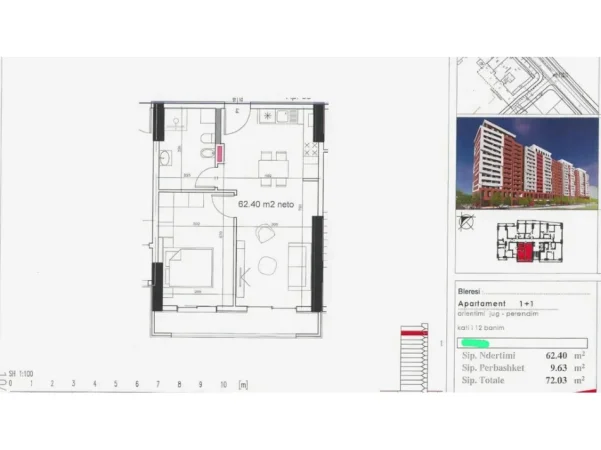 Tirane, shes apartament 1+1+Ballkon , 70 m² 169.000 € 