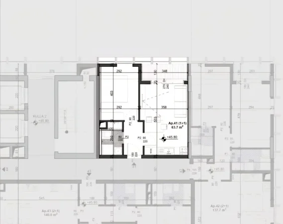 Tirane, shitet apartament 1+1 Kati 14, 64 m² 
