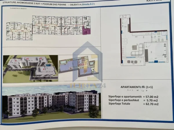 Durres, shitet apartament 1+1+Ballkon Kati 1, 63 m² 78.375 € (Golem Apartament 1+1 per shitje)