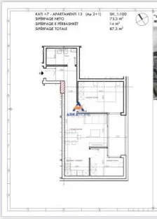 Tirane, shitet apartament 1+1+Ballkon Kati 7, 74 m² 81.501 € 