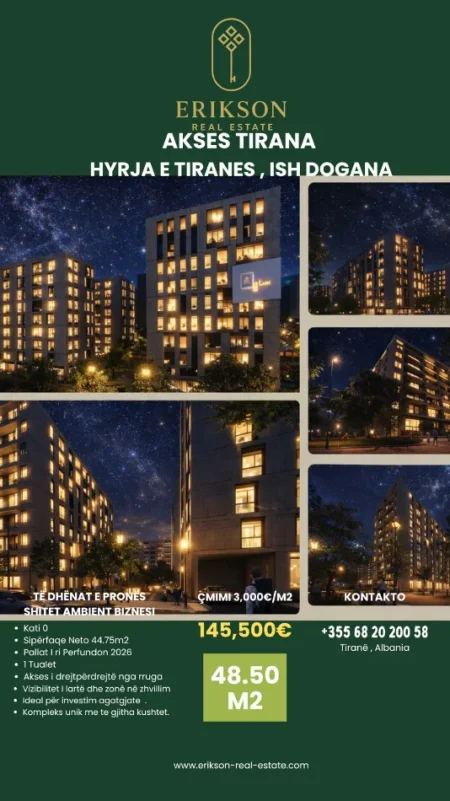 Tirane, shitet ambjent biznesi Kati 0, 48 m² 145.550 € (ish dogana)