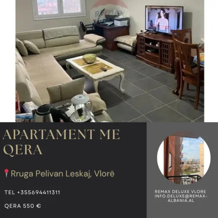 Vlore, jepet me qera apartament 2+1 Kati 3, 100 m² 550 € (Rruga Pelivan Leskaj, pranë qendrës)