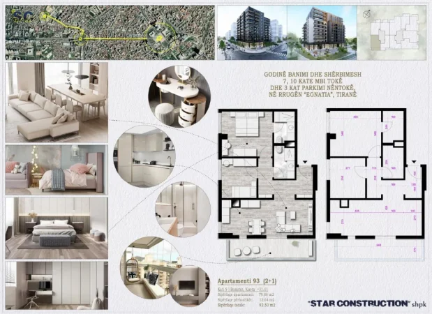 Tirane, shitet apartament 2+1+Ballkon Kati 9, 93 m² 175.000 € (Rruga Egnatia)