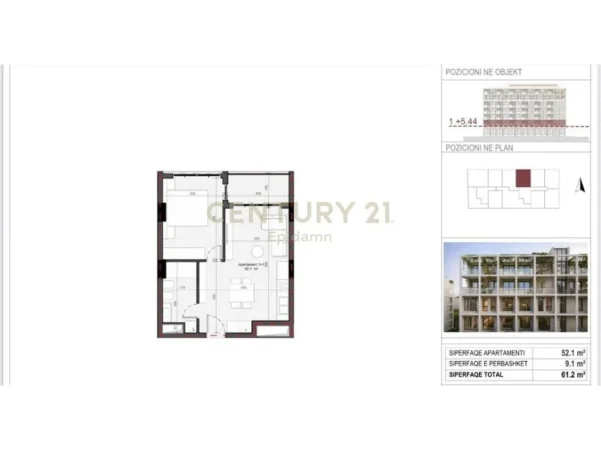 Durres, shitet apartament 1+1 Kati 1, 61 m² 58.140 € 