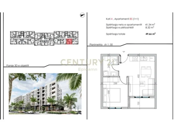 Durres, shes apartament 1+1+Ballkon Kati 4, 50 m² 74.490 € 
