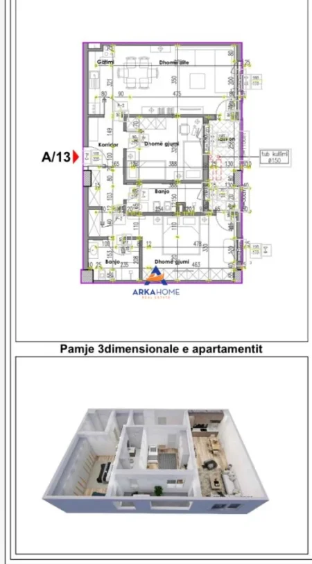 Tirane, shitet apartament 2+1+Ballkon Kati 4, 109 m² 241.000 € 