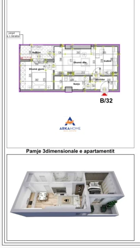 Tirane, shitet apartament 1+1+Ballkon Kati 5, 69 m² 153.000 € 