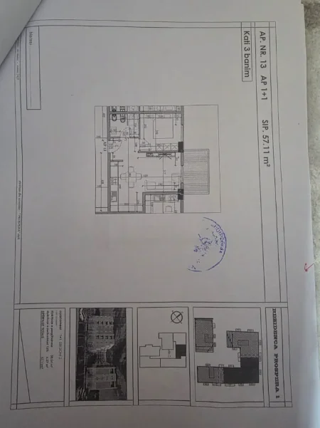 Tirane, shitet apartament 1+1 Kati 3, 57 m² 59.965 € (Paskuqan)