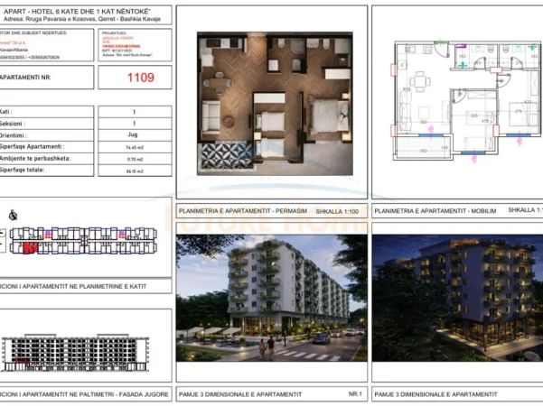 Qerret, shes apartament 2+1+Ballkon Kati 1, 87 m² 103.380 € 