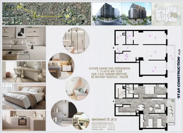 Tirane, shes apartament 2+1 Kati 7, 107 m² 203.262 € (Don Bosko Rruga Egnatia)