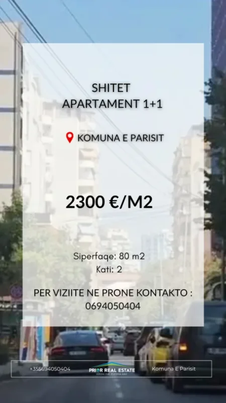 Tirane, shitet apartament 1+1 Kati 2, 80 m² , 2300€/m2 (Komuna e Parisit)