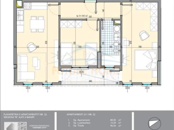 Tirane, shitet apartament 2+1+BLK Kati 4, 84 m² 83.000 Euro