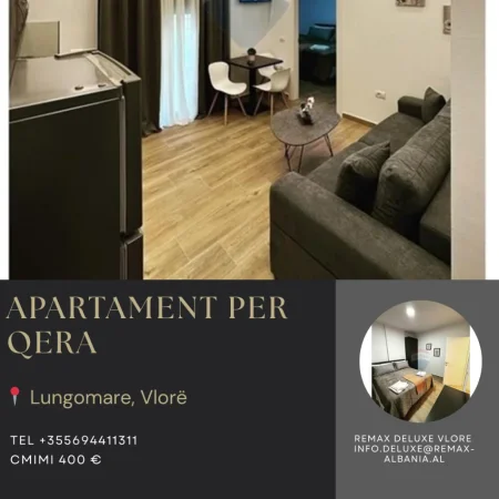 Vlore - Lungomare, jepet me qera apartament 1+1 Kati 2, 65 m² 400 € (Rruga Dhimitër Konomi, Vlore)