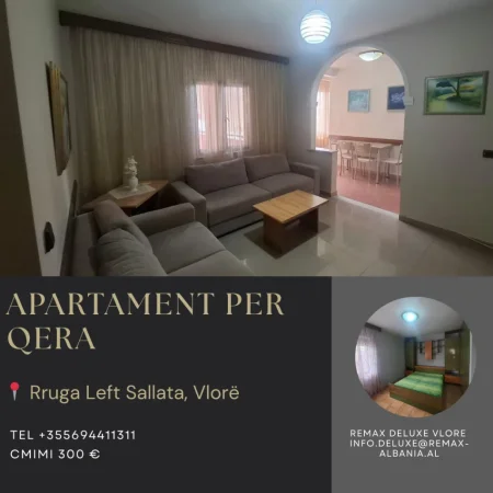 Vlore, jepet me qera apartament 2+1 Kati 4, 115 m² 300 € (RRuga Left Sallata, Vlore)