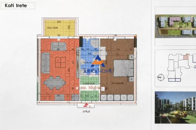 Tirane, shitet apartament 1+1+Ballkon Kati 3, 67 m² 150.000 € 