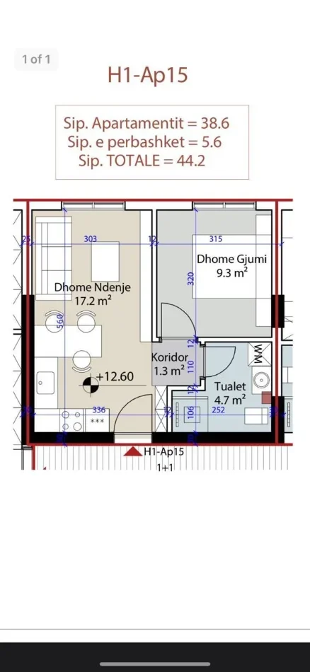 Gjiri Lalezit | Hamallaj, shitet apartament 1+1 Kati 4, 45 m² (Porto Lalzi)