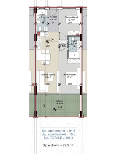 Durres, shitet apartament 2+1 Kati 0, 176 m² 