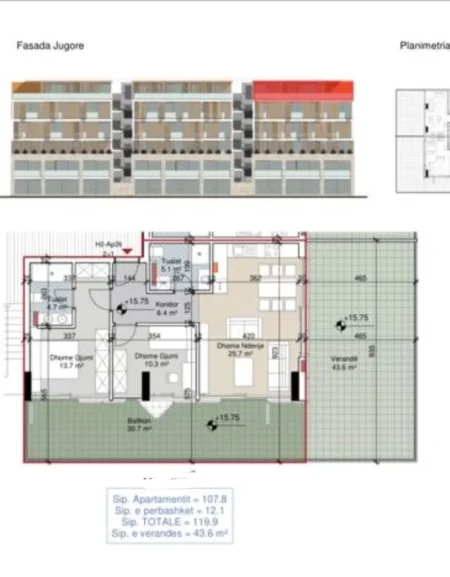 Durres, shitet apartament+verande | Penthouse 2+1 Kati 6, 133 m² 