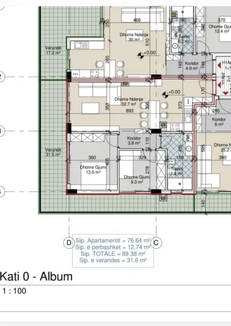 Durres, shitet apartament 3+1 Kati 0, 121 m² 