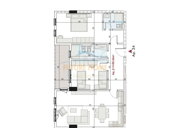 Tirane, shes apartament 2+1+Ballkon Kati 4, 111 m² 120.000 € (PASKUQAN)