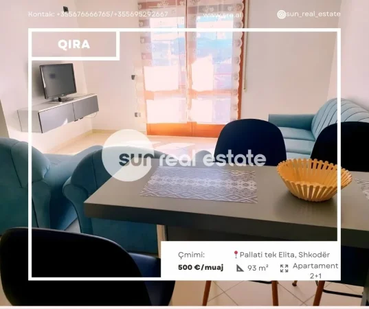 Shkoder, jepet me qera apartament 2+1+Ballkon Kati 5, 93 m² 500 € (Pallati tek Elita, Shkodër)