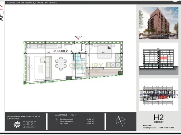 Tirane, shes apartament 1+1 Kati 3, 70 m² 85.000 € (paskuqan)