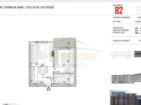 Tirane, shitet Apartament 1+1+Ballkon, Tirana View Residence, (Paskuqan) 58.200 euro