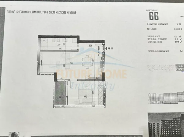 Tirane, shitet apartament 1+1+Ballkon Kati 5, 73 m² 73.700 € (Paskuqan)