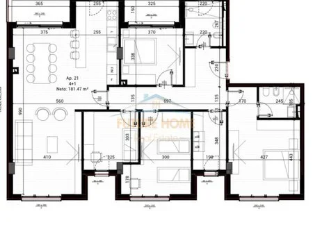 Tirane, shes apartament 4+1+Ballkon Kati 1, 214 m² 364.021 € (MJULL BATHORE)