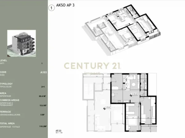 Tirane, shes apartament 2+1+Ballkon Kati 1, 110 m² 210.000 € (Liqeni i Farkës)