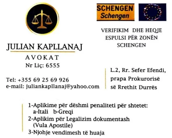Verifikim&Fshirje Espulsi, Aplikime Interpol. Deshmi Penaliteti Italia dhe Greqi, Njohje dhe Dhenie Fuqi te Vendimeve te Gjykatave te Huaja.