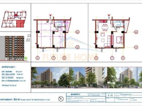 Tirane, shitet apartament Kati 3, 74 m² 92.000 Euro (RRUGA TEODOR KEKA)