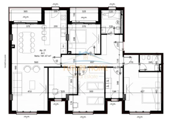 Tirane, shitet apartament 4+1 Kati 2, 214 m² (Park Houses Residence)