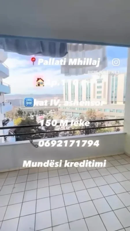 Tirane, shitet apartament 2+1 Kati 4, 110 m² 155.000 € (Pallati Mhillaj)