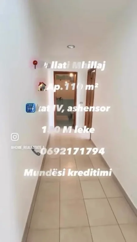Tirane, shitet apartament 2+1 Kati 4, 110 m² 155.000 € (Pallati Mhillaj)