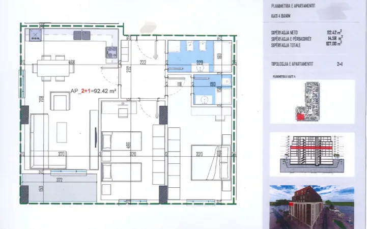 Tirane, shitet apartament 2+1 Kati 4, 102 m² (KAMEZ)