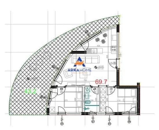 Tirane, shitet apartament 2+1 Kati 1, 69 m² 200.000 € 