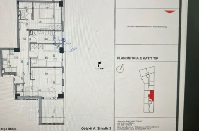 Tirane, shitet apartament 2+1 Kati 3, 107 m² 258.000 € (stacioni i trenit)