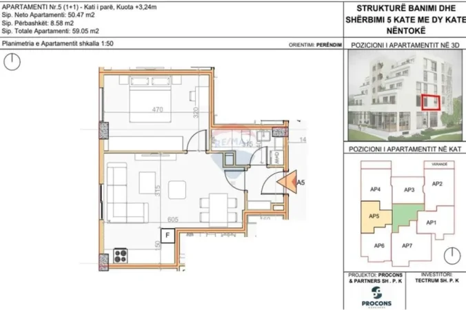 Tirane, shitet apartament , 60 m² 124.999 € 