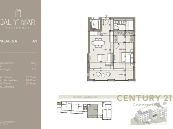 Vlore, shes apartament 1+1 Kati 1, 96 m² 334.700 € (Jal y Mar)