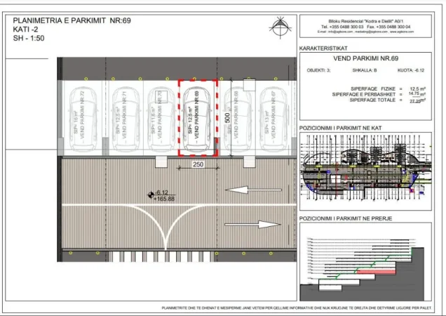 Tirane, shitet nga Pronari, pa-komision garazh | post parkimi Kati -2, 27 m² 30.000 € (Rezidenca Kodra e Diellit 2)