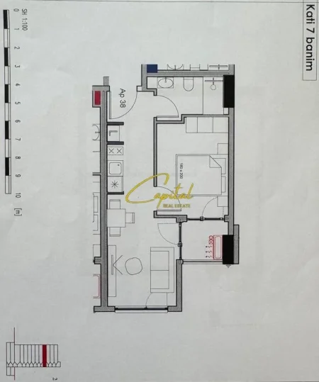 Tirane, shitet apartament 1+1 Kati 7, 47 m² 105.000 € (RRUGA E KAVAJES)